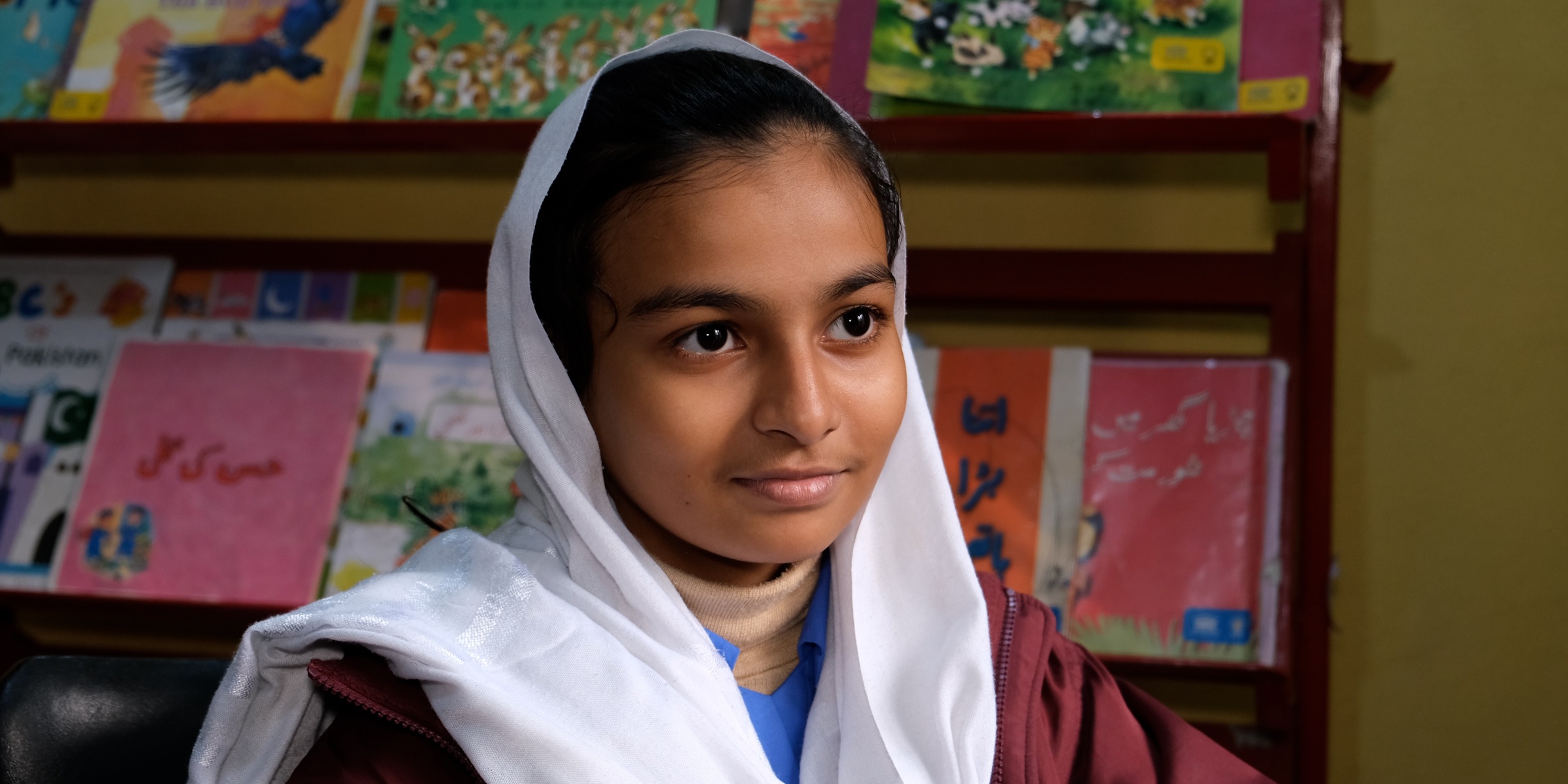 Mehreen Hashim, 12, attends the afternoon school program for girls at the Government Girl Primary School Nishtar Colony, Lahore, Pakistan.