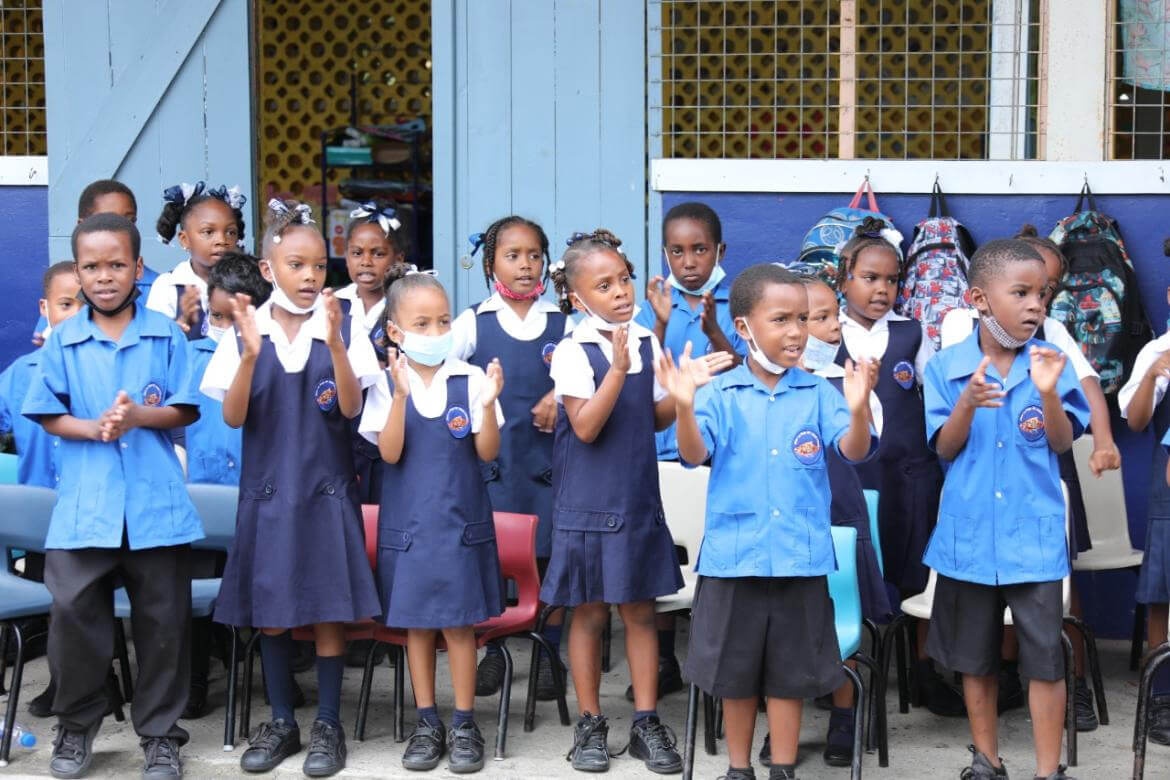 Saint Lucian students saying thank you to GPE in song