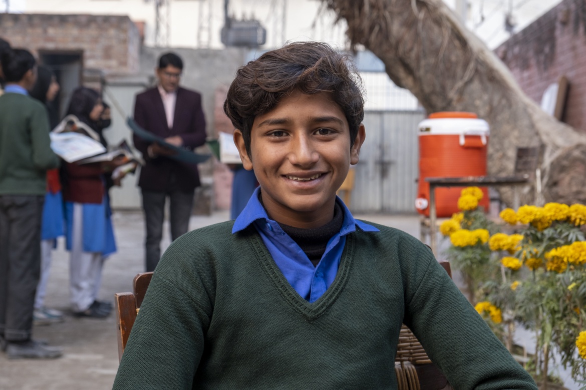 Usman Sarfraz, 14, is in grade 8 in the afternoon program at the Government Primary School Gulwehra in Lahore. Credit: GPE/Sebastian Rich