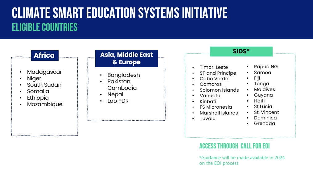 Climate smart education systems initiative